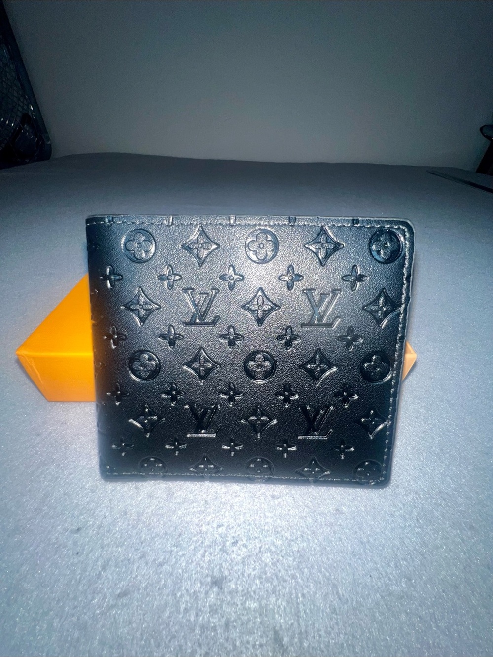 Louis Vuitton Black Embossed Monogram Men's Bi-Fold Wallet